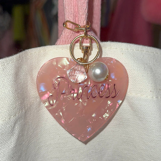 Pink Princess Heart Keychain