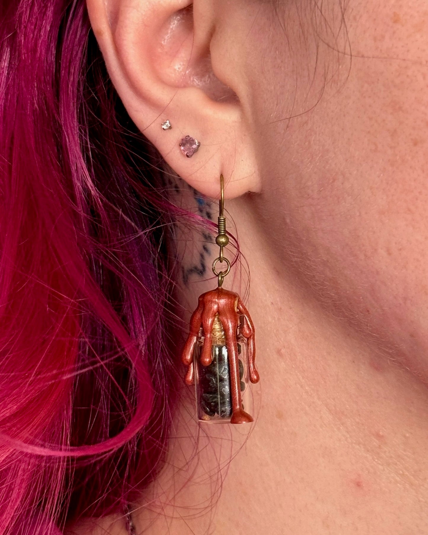 Garnet Crystal Jar Earrings