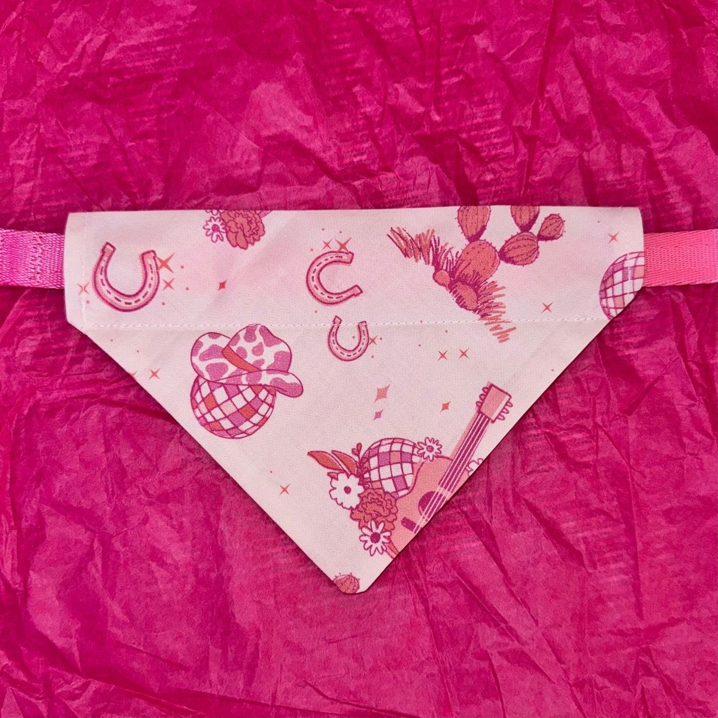 Pink Disco CowGirl Dog Collar Bandana