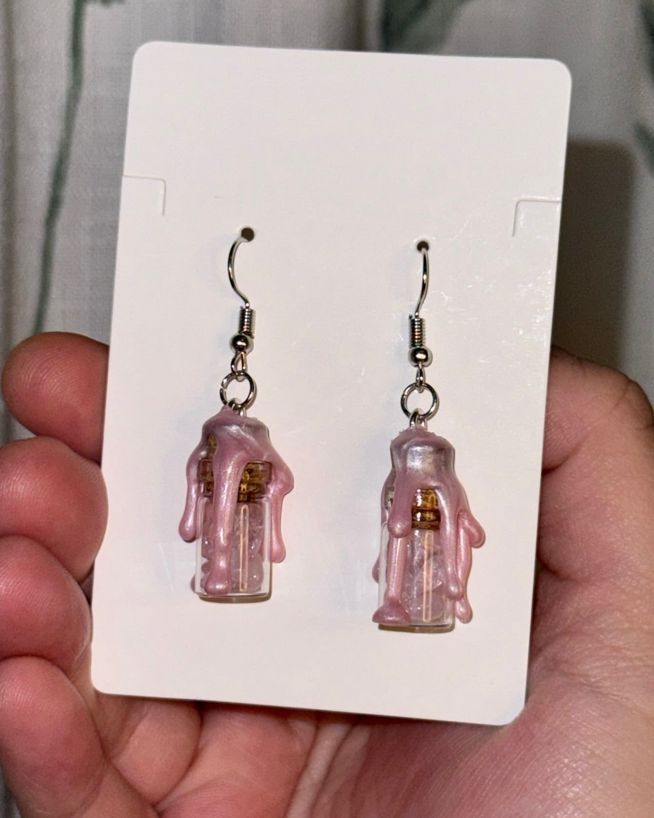 Rose Quartz Crystal Jar Earrings