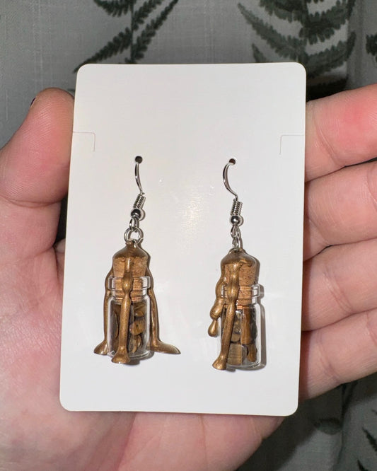 Tiger's Eye Crystal Jar Earrings