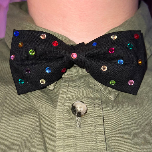 Bejeweled Black Bow Tie