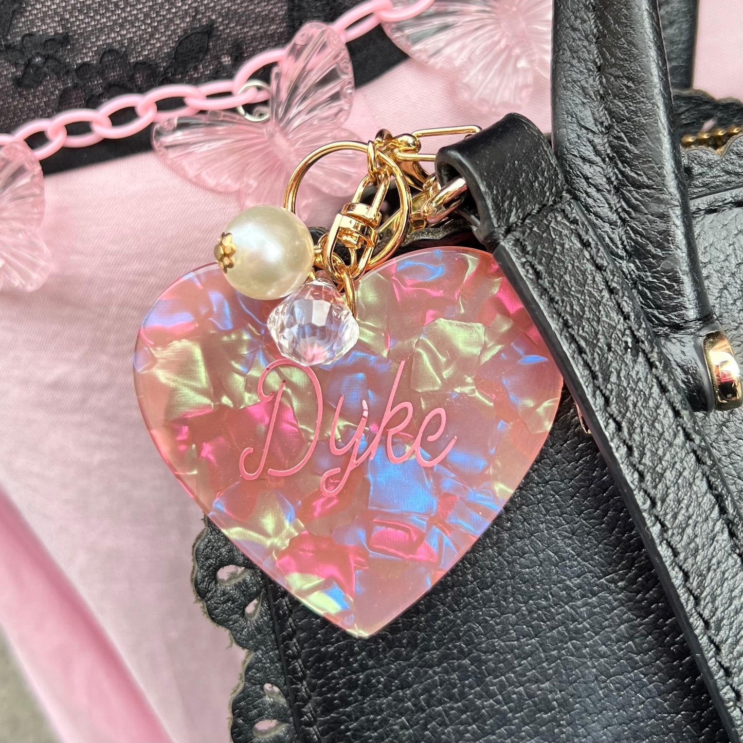 Pink Dyke Heart Keychain