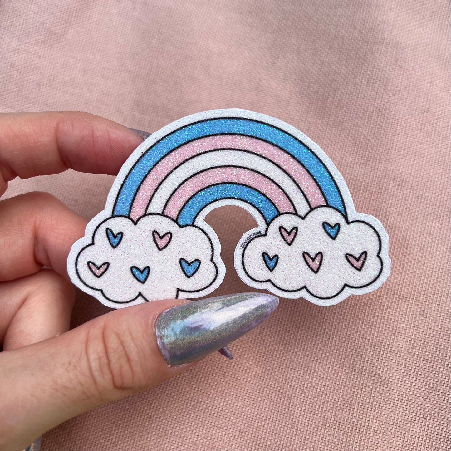 Glitter Transgender Pride Flag Rainbow Sticker