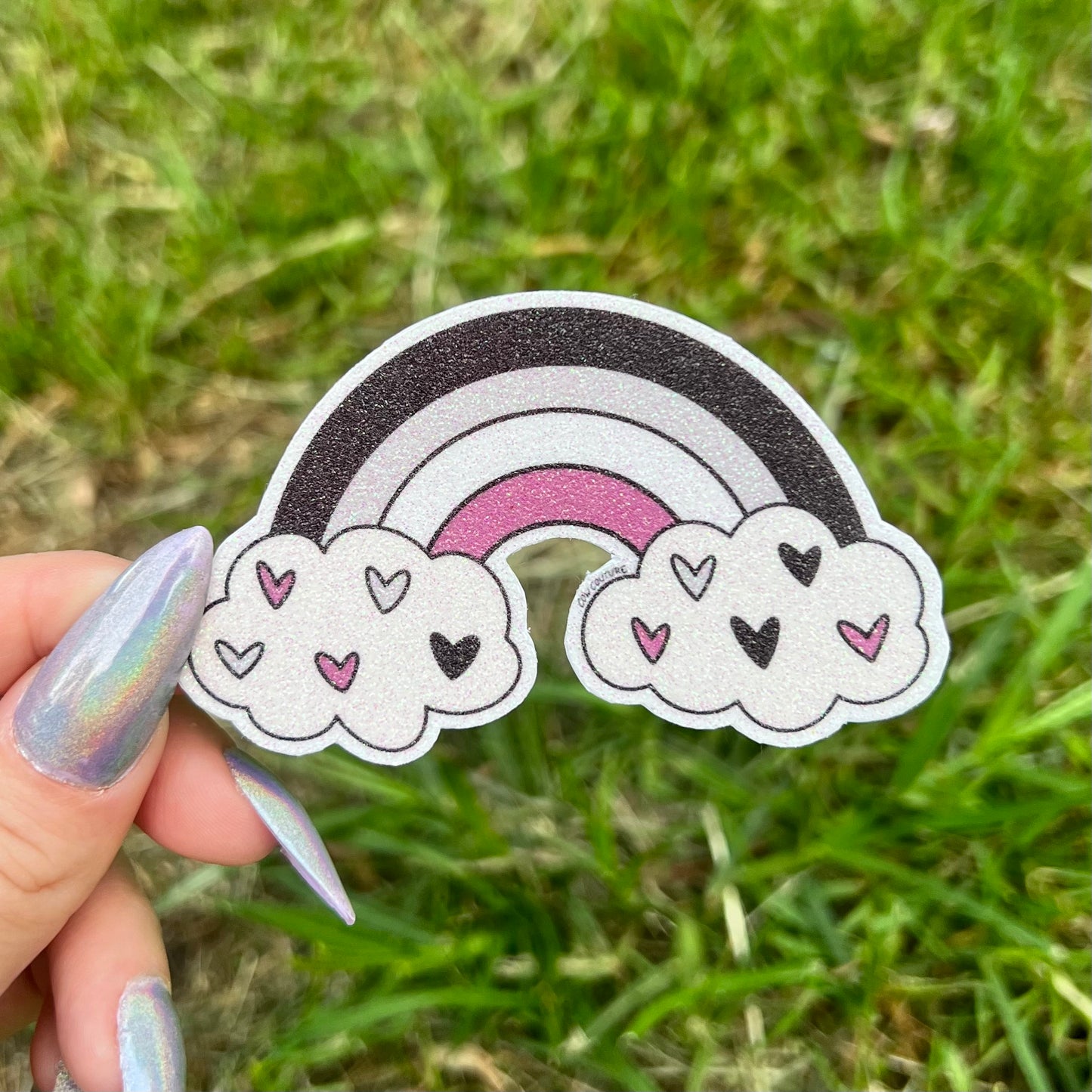 Glitter Asexual Pride Flag Rainbow Sticker