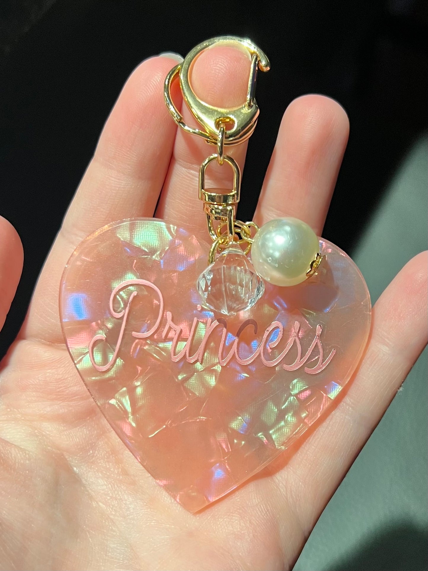 Pink Princess Heart Keychain