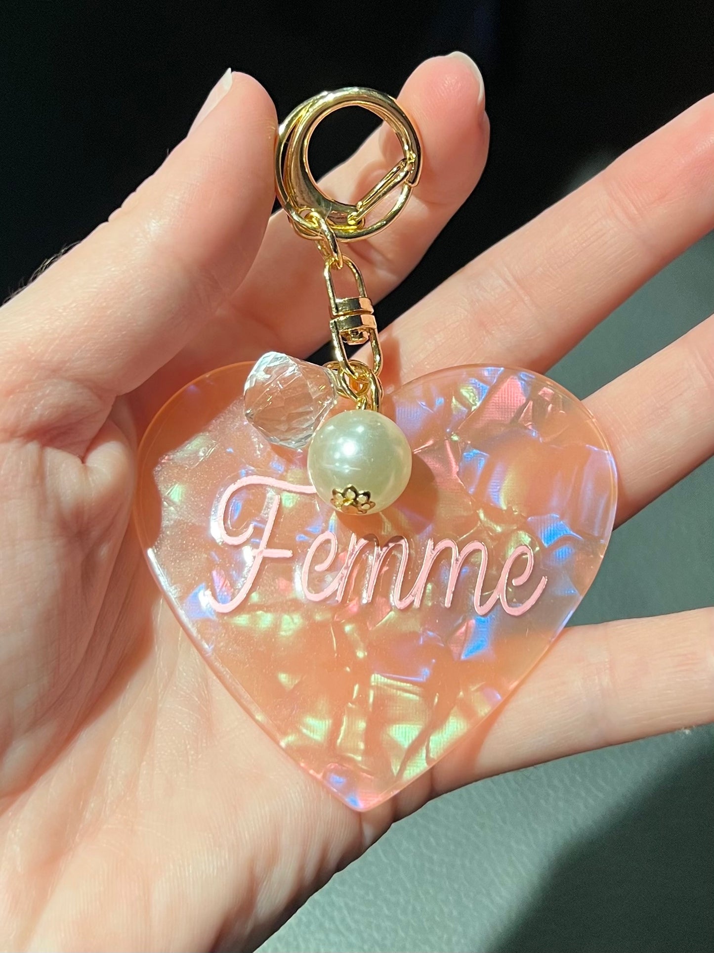 Pink Femme Heart Keychain