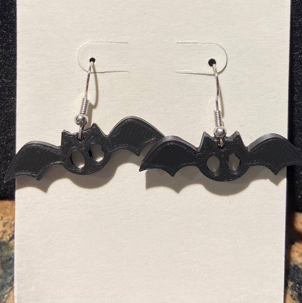 Black Vampire Bat or Glow in the Dark 3D Printed Earrings