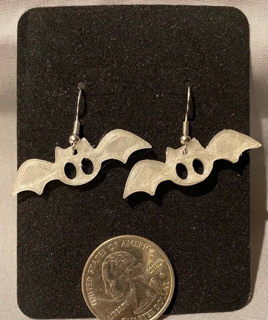 Black Vampire Bat or Glow in the Dark 3D Printed Earrings