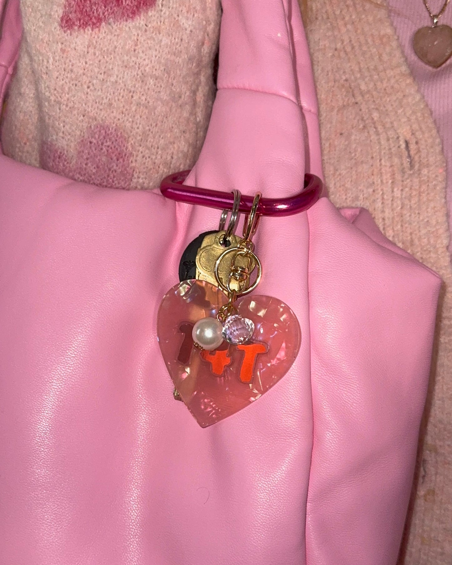 Pink T4T Heart Keychain